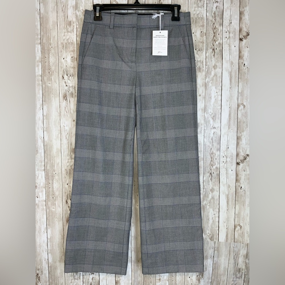 J. Crew Charcoal Checkered Wide Leg Pants
